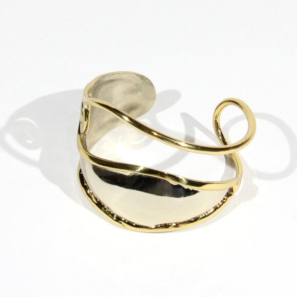 Gold and Silver Tone Modern Cuff Bracelet - Picture 1 of 8